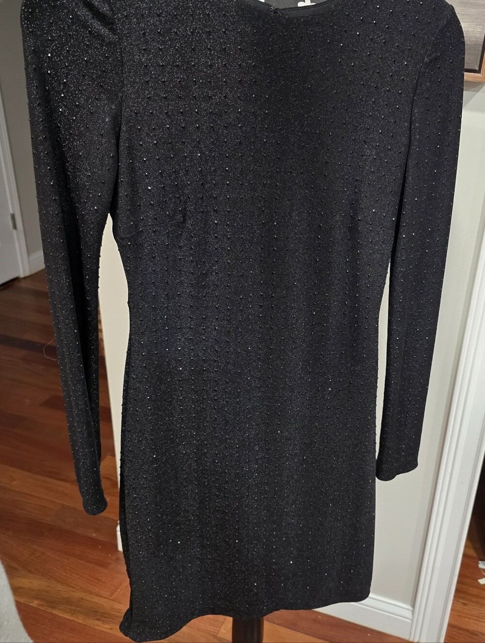 DKNY Black Long Sleeve Cocktail Bodycon Dress 0538